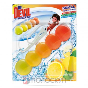 ﻿ДОКТОР ДЕВІЛ WC BiColor туалетні кульки 35г Лимонна свіжість Dr.Devil