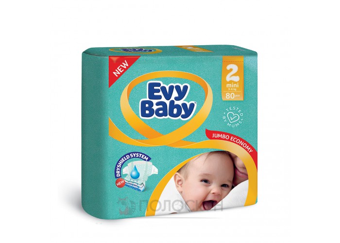 ﻿Дитячі підгузки N2 від 3 до 6 кг Evy Baby