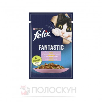 ﻿ФЕЛІКС Фантастік корм для котів з фореллю в желе 85г Фелікс