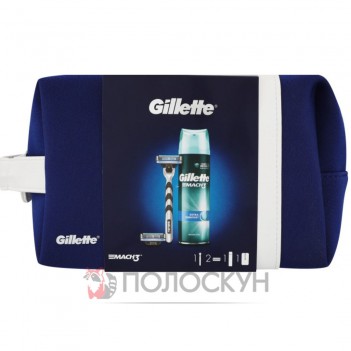 ﻿ДЖИЛЕТ набір косметичка МАК 3 (станок+ 2 картриджі +гель для гоління ) Gillette