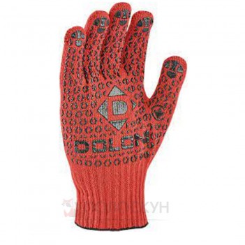 ﻿Робочі рукавиці трикотажні червоні з пвх Долоні