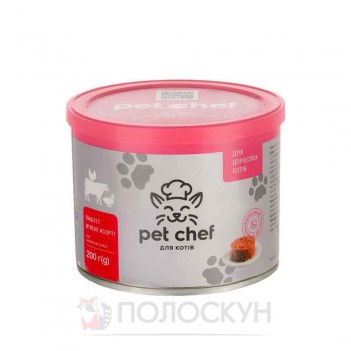 ﻿ПЕТ ЧЕФ паштет мясне асорті для дорослих котів 185г Pet Chef