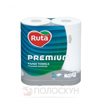 ﻿РУТА рушники паперові 2 шари 2 рулон Premium Білі 16шт Ruta