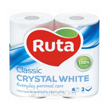 ﻿Туалетний папір 2-х шаровий Classic Білий Ruta
