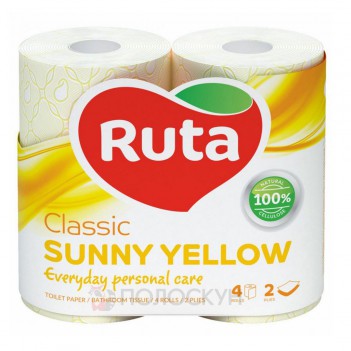 ﻿Туалетний папір 2-х шаровий Classic Жовтий Ruta