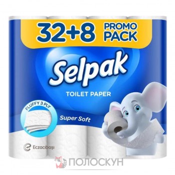 ﻿СЕЛПАК туалетний папір 32+8шт Білий Selpak
