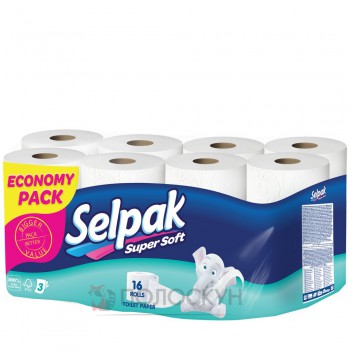 ﻿Туалетний папір 3 шаровий Selpak