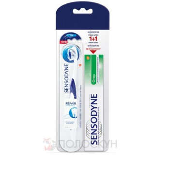 ﻿Зубна паста Фтор + зубна щітка Відновлення та захист Sensodyne