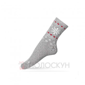 ﻿Шкарпетки жіночі 23-25, Сніжинка етно Сірий (махра)  12шт  V&T