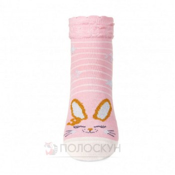 ﻿Дитячі шкарпетки рожеве зайченя з люрексу 16-18 V&T