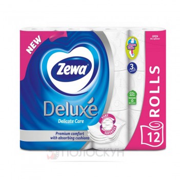 ﻿Delux туалетний папір 3-х шаровий білий Zewa