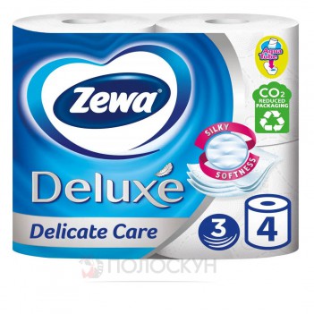 ﻿Delux туалетний папір 3-х шаровий Білий Zewa
